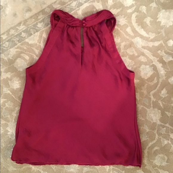 Dark Red Silk Sleeveless Blouse with cute details - Picture 2 of 5